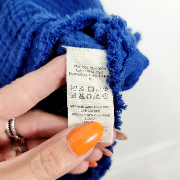 Free people navy blue cotton v neck long sleeve oversized top NWT - Picture 10 of 11